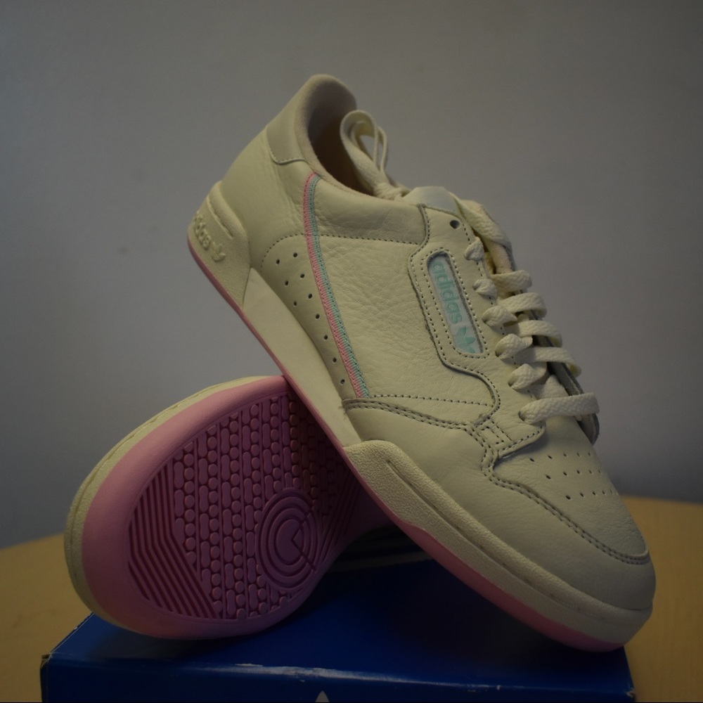 💜ADIDAS Continental 80 M9.5/W10.5 Offwhite/pink/mnt